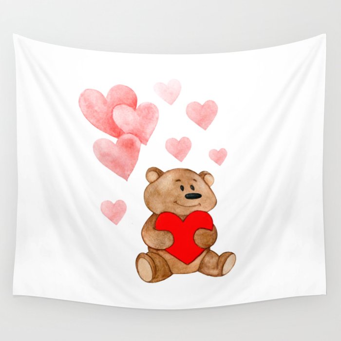 bear with a heart Wall Tapestry