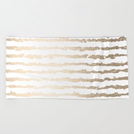 White Gold Sands Ink Stripes Beach Towel