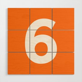 Number 6 (White & Orange) Wood Wall Art