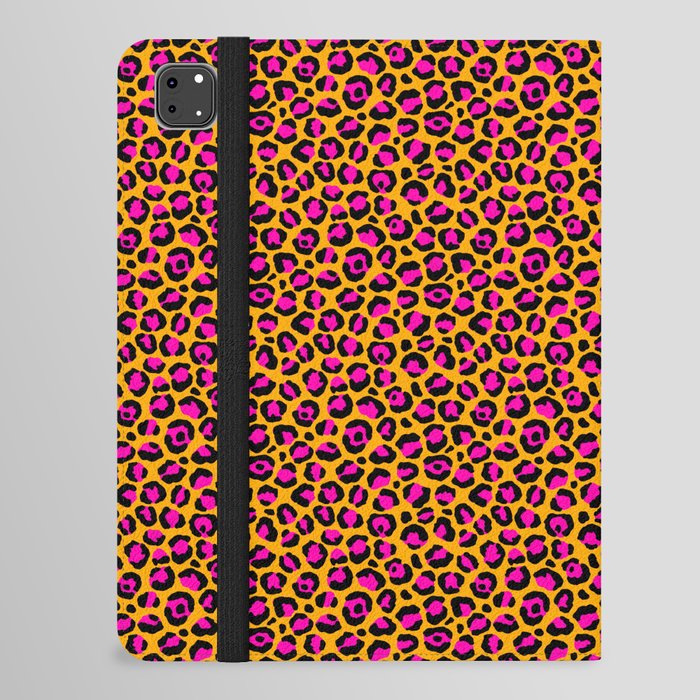Neon Orange Pink Leopard Pattern iPad Folio Case