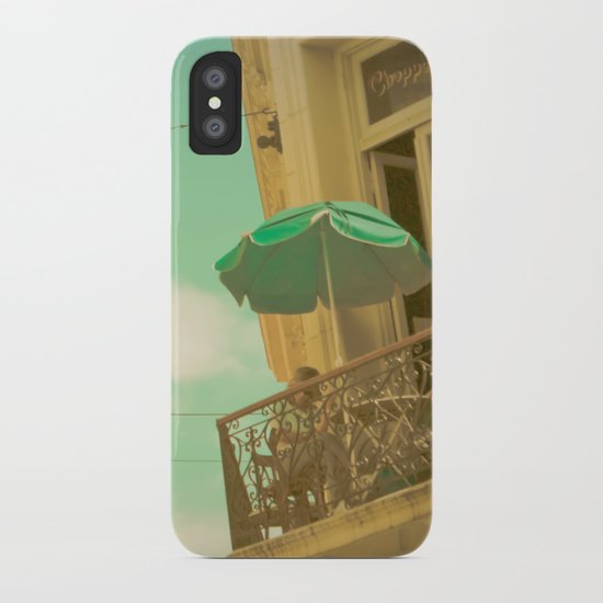 Vintage Turquoise Summer Umbrella (Retro and Vintage Urban Photography) iPhone Case