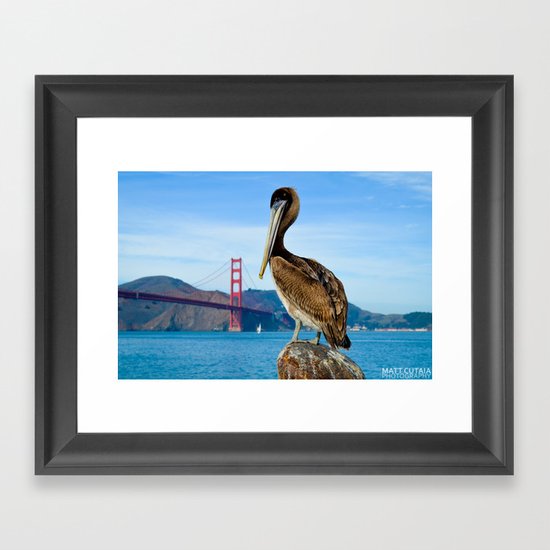 Pelican & Golden Gate Framed Art Print