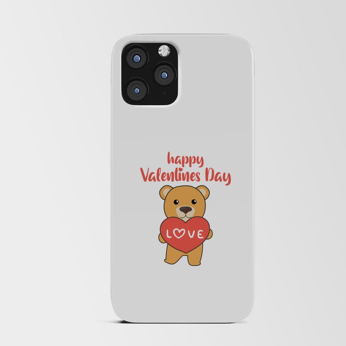 Valentine's Day Bear Cute Animals With Hearts iPhone Card Case