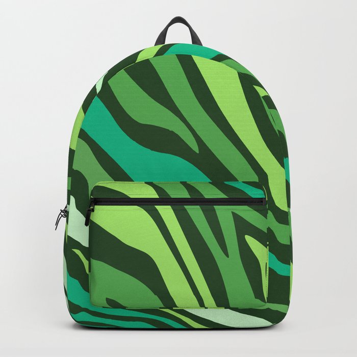 Mid Century Modern Zebra Print Pattern - Green Backpack