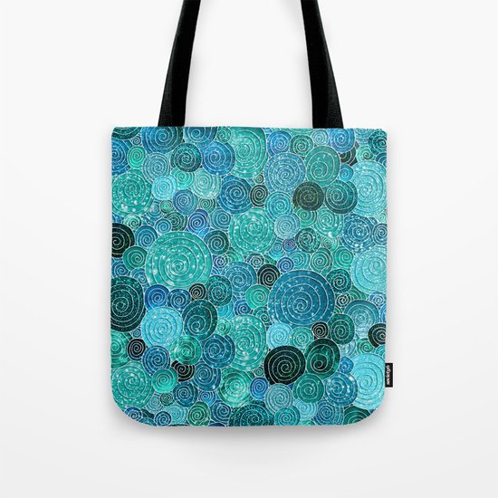 Abstract blue& green glamour glitter circles and dots for Girls and ladies Tote Bag