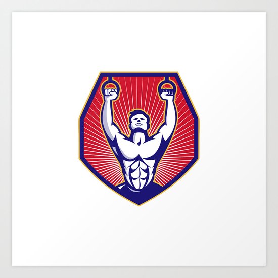 Crossfit Training Athlete Rings Retro Art Print