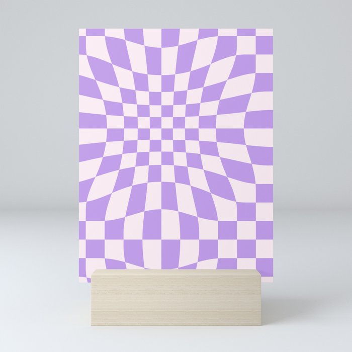 Warped Checkerboard Print - Purple Mini Art Print