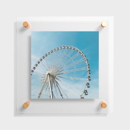 Great Britain Photography - London Eye Spinning Under The Blue Sky Floating Acrylic Print