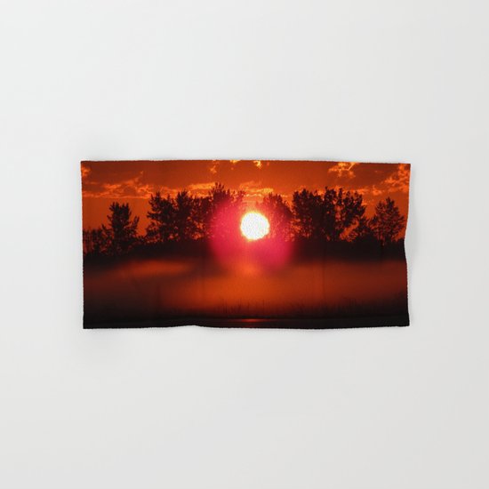 Red Foggy Sunrise Hand & Bath Towel