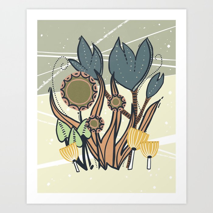 Vintage Retro Garden Art Print By Birdprints Society6