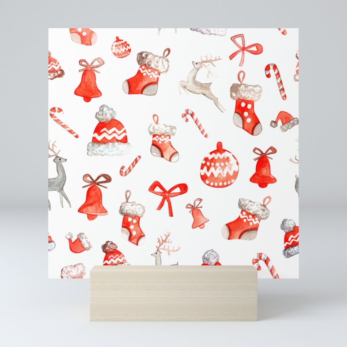 Christmas and New Year holidays. Pattern. Great amazing Christmas set. Mini Art Print