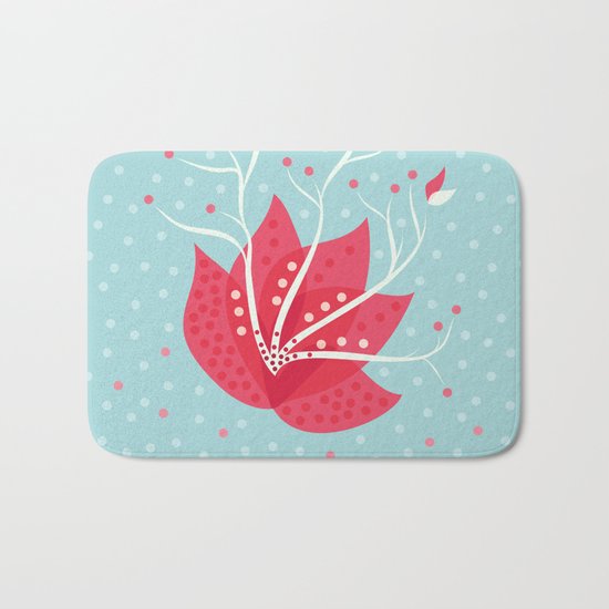 Exotic Winter Flower Bath Mat