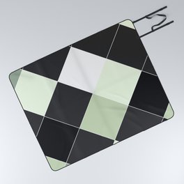 Mint Green Black Gray Geometrical Argyle Diamond Pattern Picnic Blanket