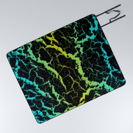 Cracked Space Lava - Cyan/Yellow Picnic Blanket