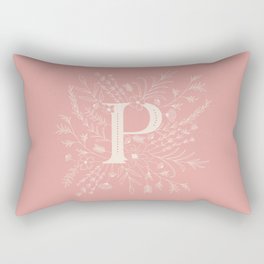 Botanical Letter P (Hibiscus Pink) Rectangular Pillow