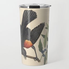 The Red-Winged Starling Vintage Bird Print by Mark Catesby, 18th Century Travel Mug