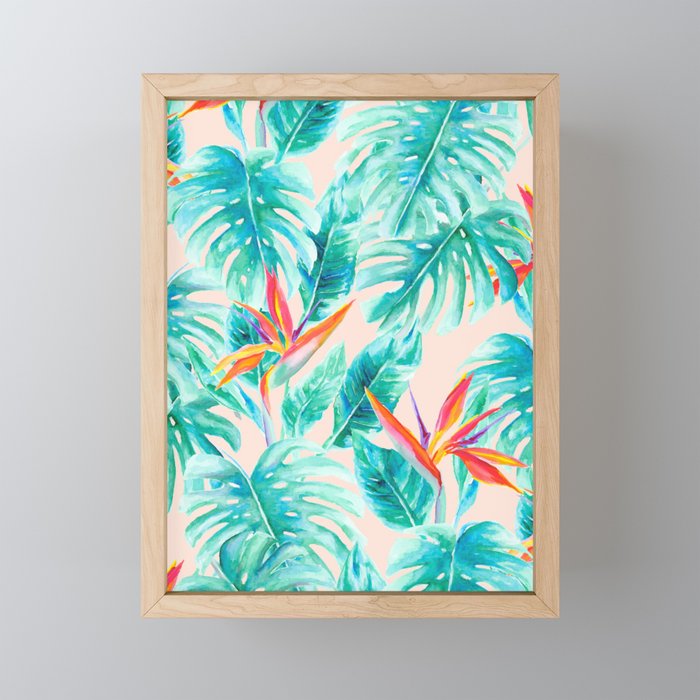 Tropical Paradise Pale Peach Framed Mini Art Print