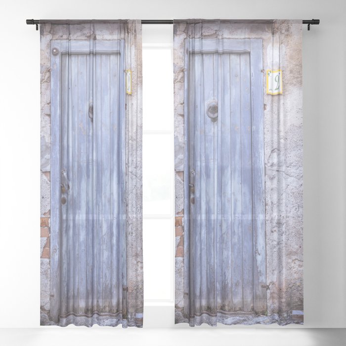 Old Blue Door Sheer Curtain By Mariaheyens Society6