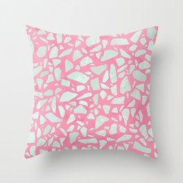 Pink terrazzo flooring seamless pattern with colorful marble rocks Throw Pillow