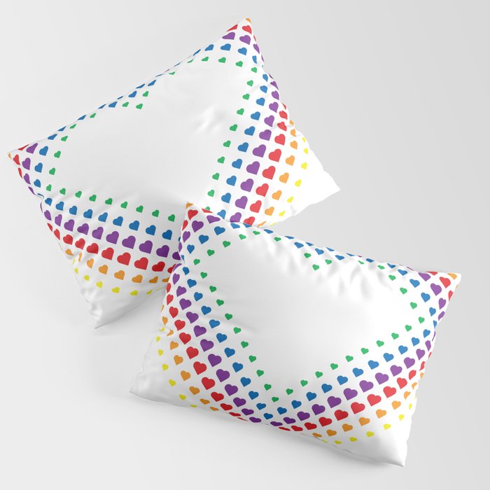 Halftone Heart Shaped Dots Rainbow Color Pillow Sham
