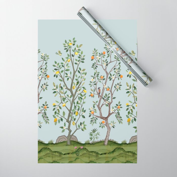 Chinoiserie Citrus Grove Mural Multicolor Wrapping Paper