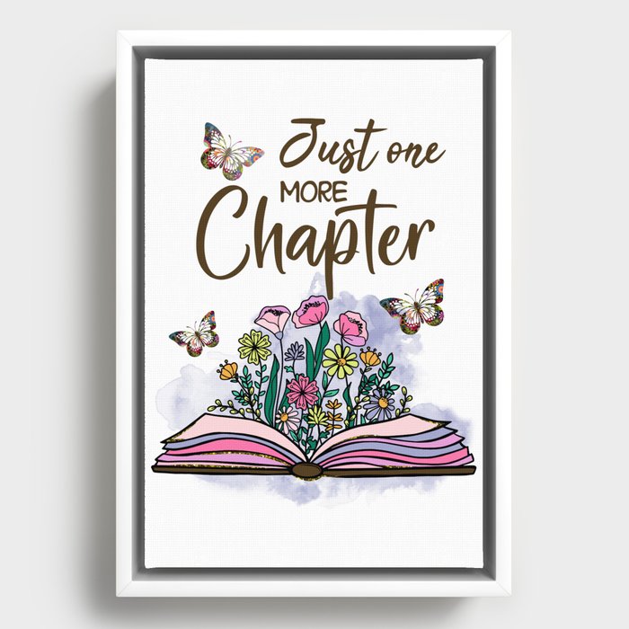 Just One More Chapter Floral Book Framed Canvas