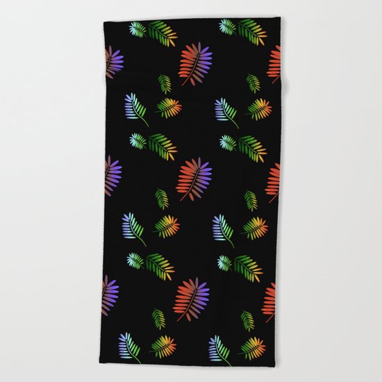 Tropical Palm Black Beach Towel