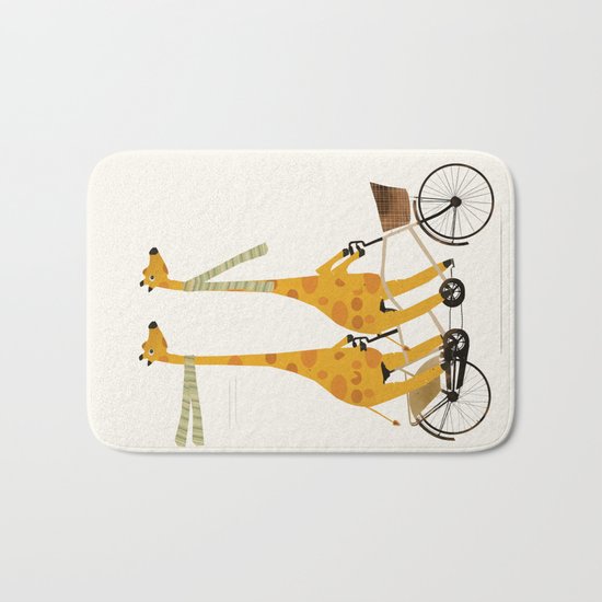 lets tandem giraffes Bath Mat