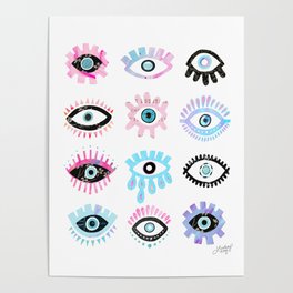 Evil Eyes Pink  Poster