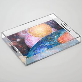 INCOMING- Colorful Abstract Impressionist Galaxy Painting  Acrylic Tray