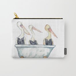Pelican taking bath watercolor Carry-All Pouch