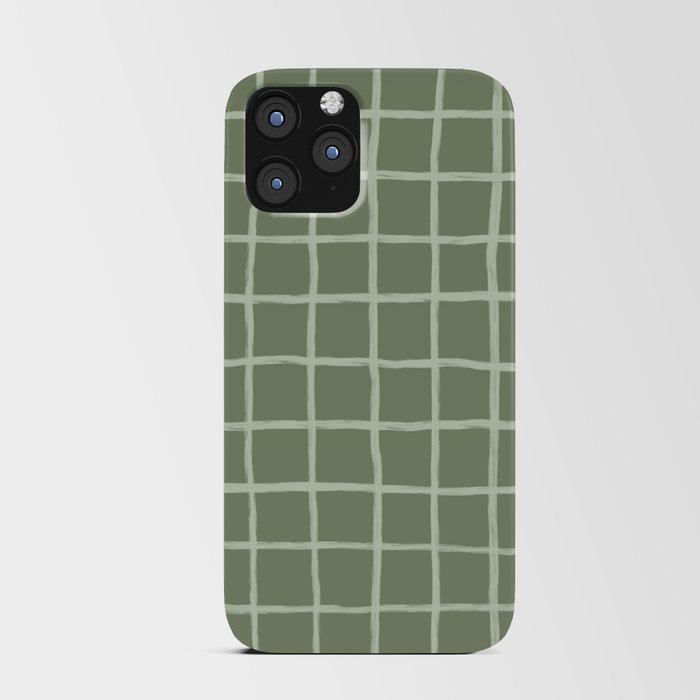 Sage Green Grid Checker iPhone Card Case