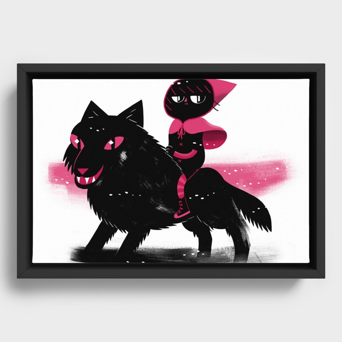 Red Wolf Riding Hood Framed Canvas