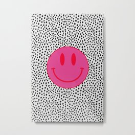 Make Me Smile - Cute Preppy Vsco Smiley Face on Black and White Metal Print | Clipart, Digital, Emoji, Cool, Dotted, Emoticon, Vsco, Aesthetic, Brush Strokes, Dalmation 
