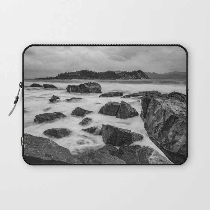 Rocky Ocean Black And White Laptop Sleeve