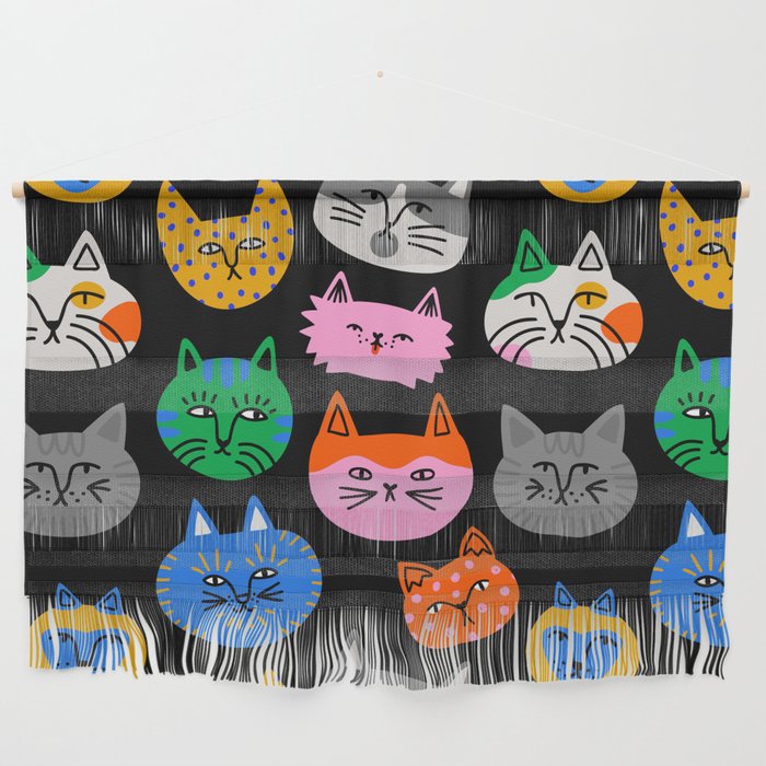 Funny colorful cat cartoon pattern Wall Hanging