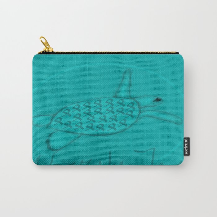 Wear the Teal Ovarian Cancer Awareness Sea Turtle Carry-All Pouch