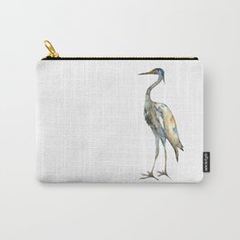 Crane #2 - Bird Ink Painting in subdued blue Carry-All Pouch