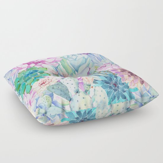pastel votanical garden Floor Pillow by Haroulita Society6