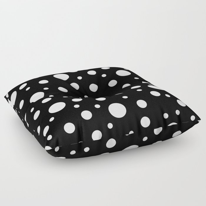 White on Black Polka Dot Pattern Floor Pillow