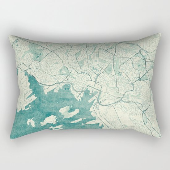 Oslo Map Blue Vintage Rectangular Pillow