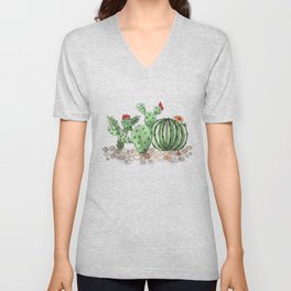 Cactus watercolor illustration V Neck T Shirt