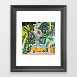 Jungle Camper Gerahmter Kunstdruck | Painting, Jungle, Camping, Nature, Botanical, Acrylic, Adventure, Van, Leaves, Rainforest 