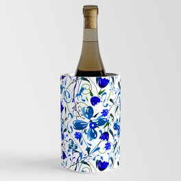 Blue and white watercolour flowers  Wine Chiller