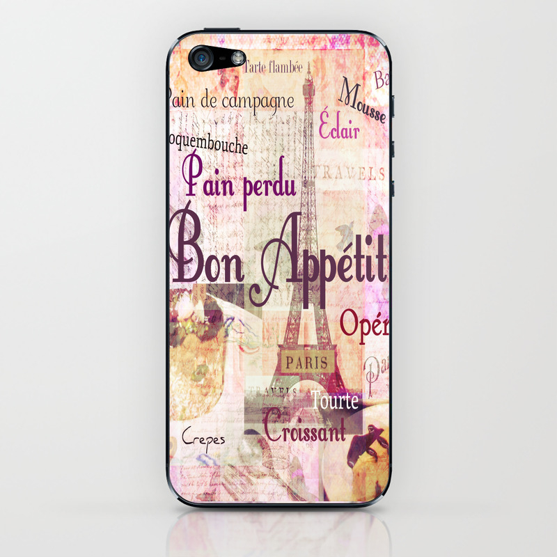 Bon Appetit French Food Words Kitchen Art Iphone Skin By