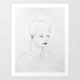 Girl Art Print | People, Illustration, Black and White 