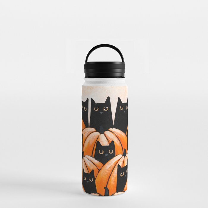 Black Cats in the Pumpkin Patch Water Bottle