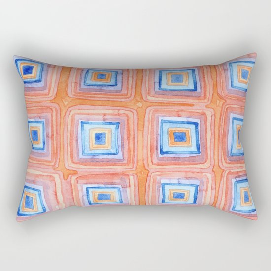 Twelve Red and Blue Melted Together Squares Rectangular Pillow
