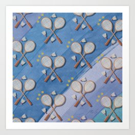 Badminton Retro Pattern Art Print