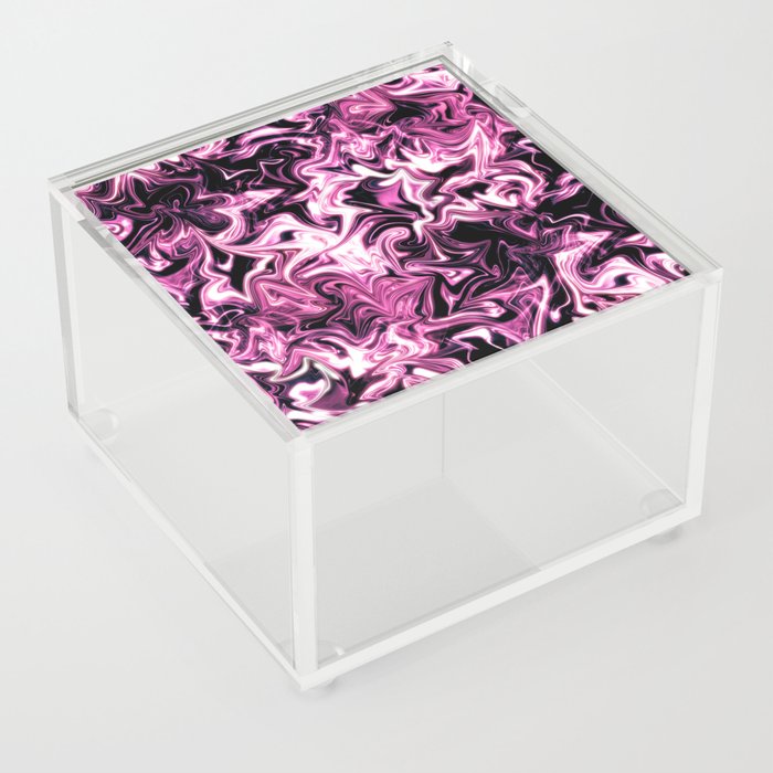 Glowing Pink Liquid Swirls On Black Acrylic Box